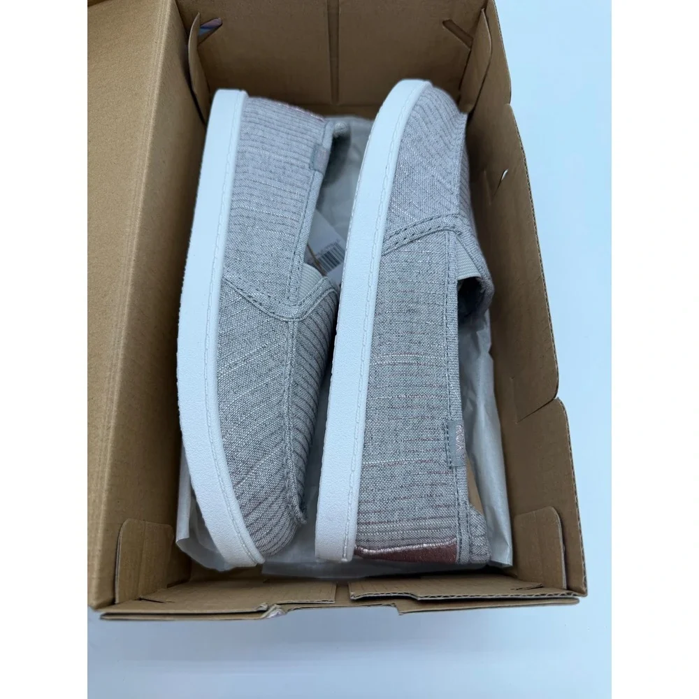 Roxy Minnow Grey Glitter Slip On Sneakers Womens 4 Grey Gris New